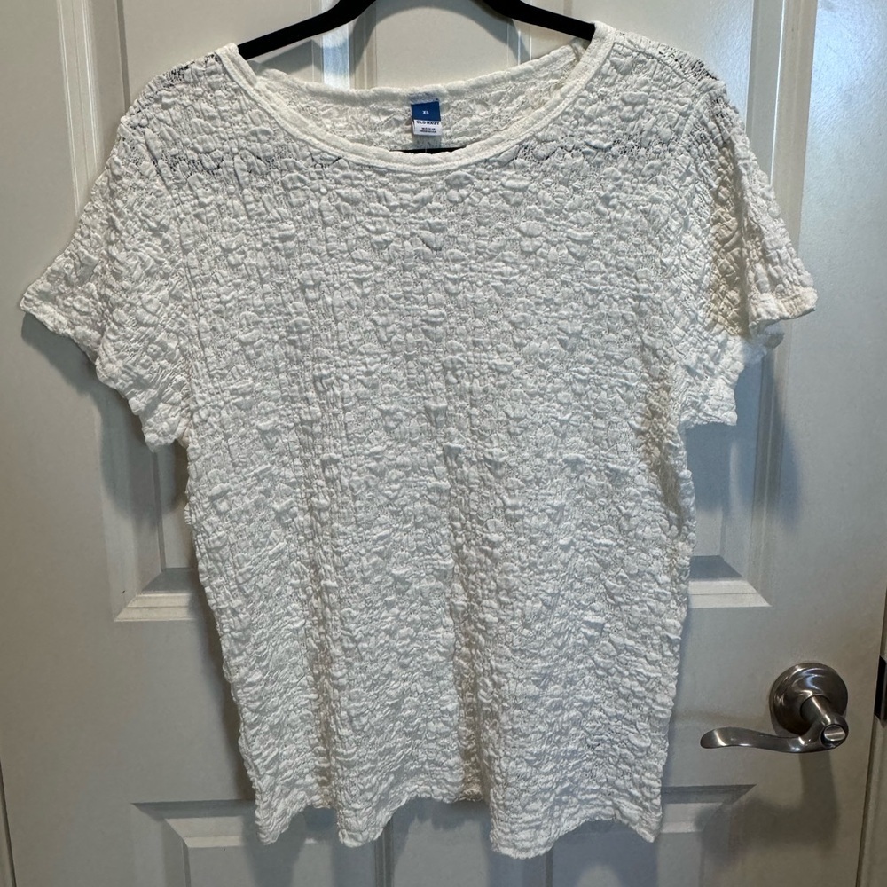 Old Navy Textured Cream Short Sleeve Top